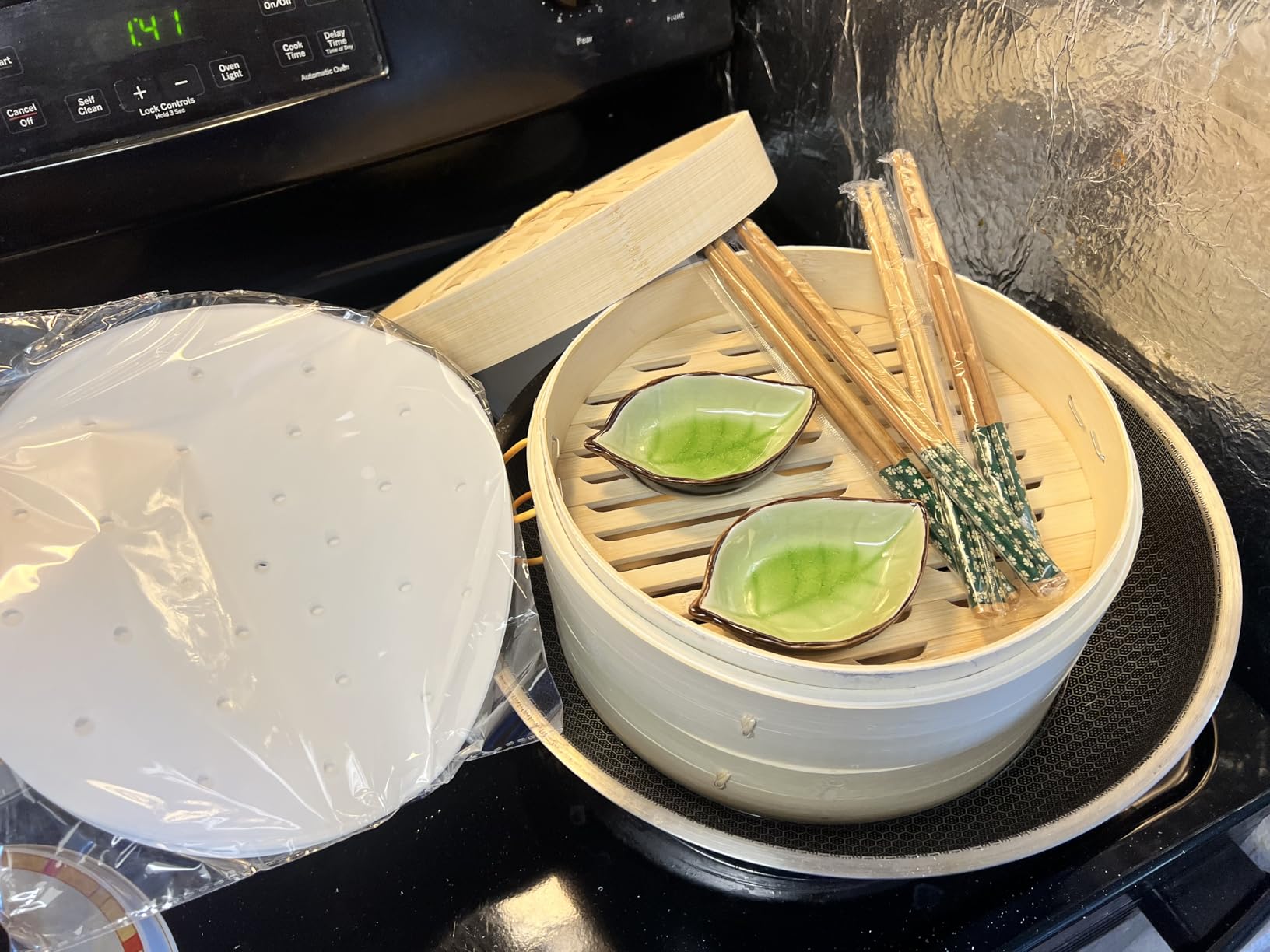 MacaRio 10 Inch Bamboo Steamer Basket Set Dumpling Steamer for Cooking customer photo 2