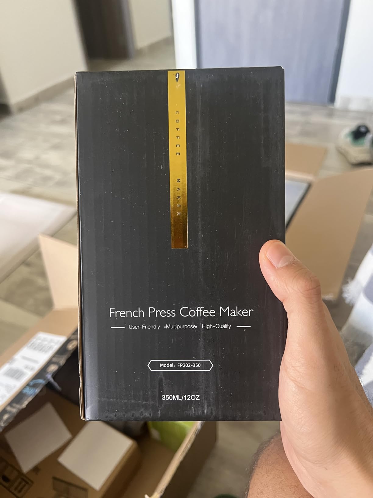 RAINBEAN Mini French Press Coffee Maker, 12 oz, Camping Coffee Press Pot, Small French Press, Tea and Frothed Milk Press (Black, 12 oz) customer photo 2