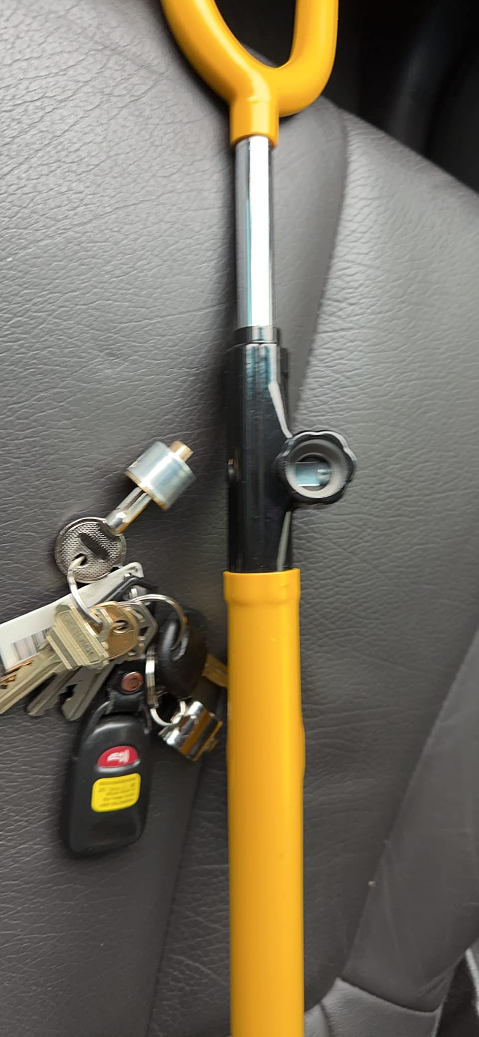 CARTMAN Adjustable Steering Wheel Lock, Anti-Theft Security Device, Yellow customer photo 1