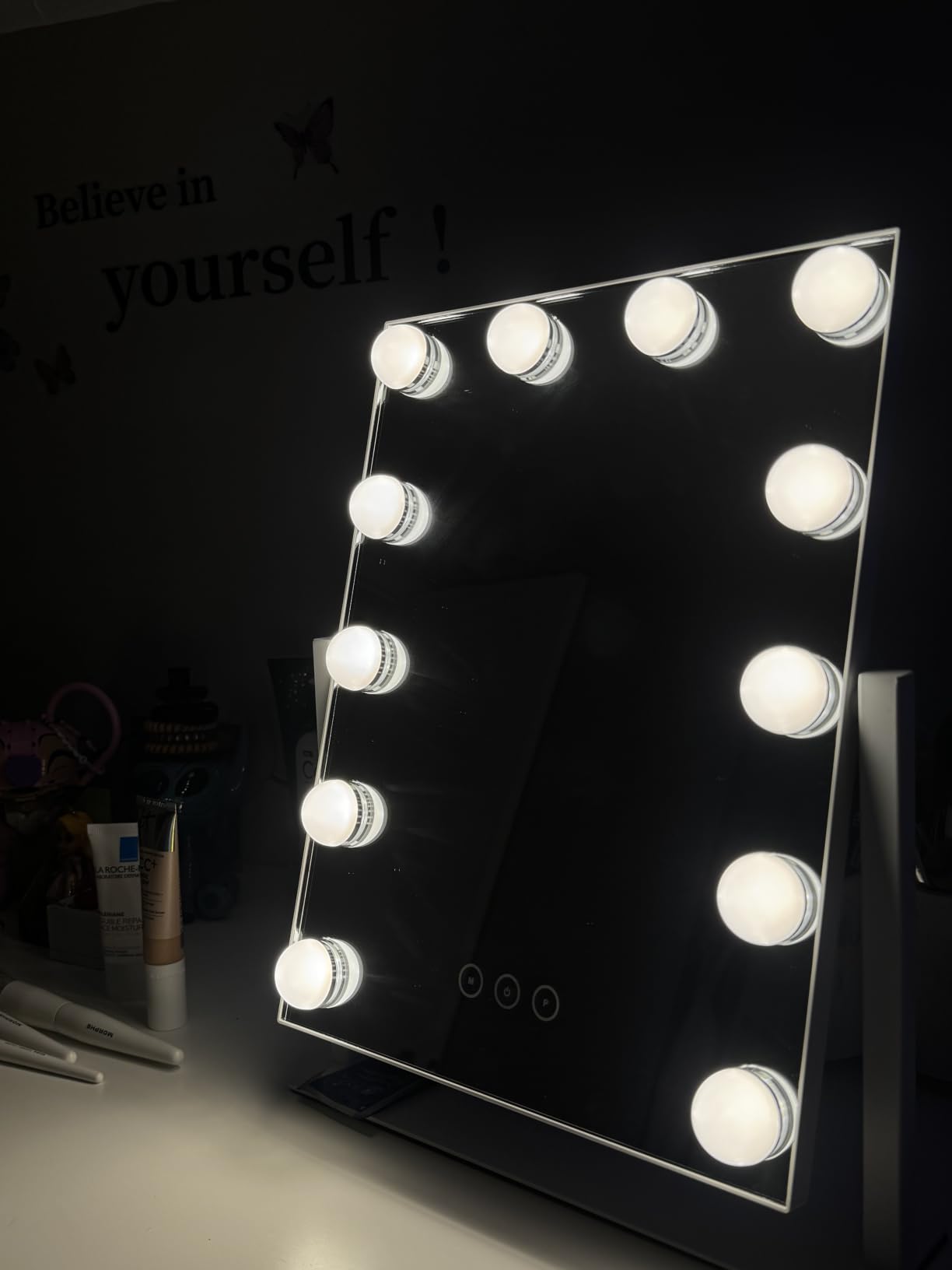 Vanity Mirror with Lights, Makeup Mirror with Lights,3 Color Lighting Modes Detachable 10X Magnification Mirror Touch Control,360°Rotation, White. customer photo 2