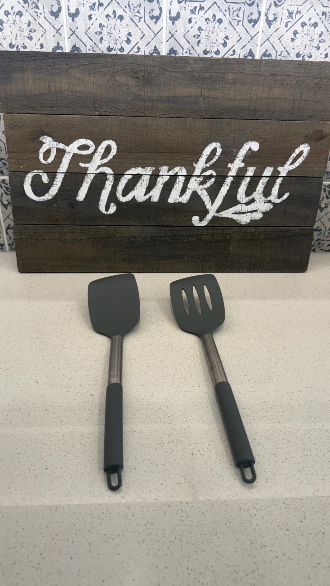 Pack of 2 Silicone Solid Turner, Non Stick Slotted Kitchen Spatulas, High Heat Resistant BPA Free Cooking Utensils, Ideal Cookware for Fish, Eggs, Pancakes(Black) customer photo 1