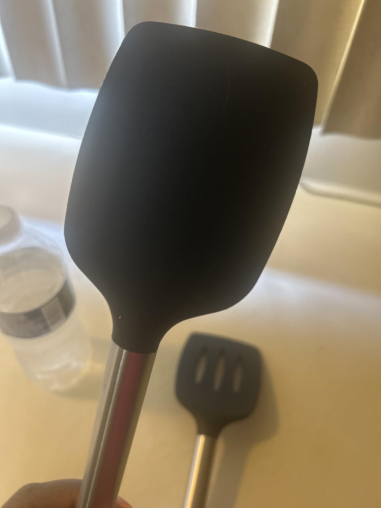 Pack of 2 Silicone Solid Turner, Non Stick Slotted Kitchen Spatulas, High Heat Resistant BPA Free Cooking Utensils, Ideal Cookware for Fish, Eggs, Pancakes(Black) customer photo 2