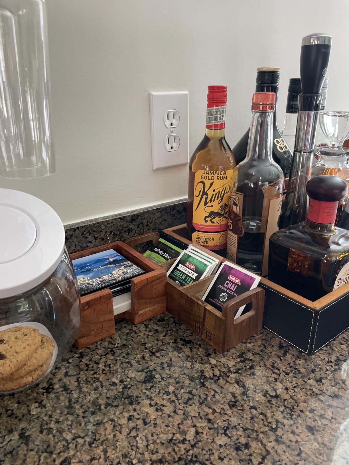 HTB Acacia Wood Small Tea Bag Box with 3 Compartments for Counter Drawer customer photo 1