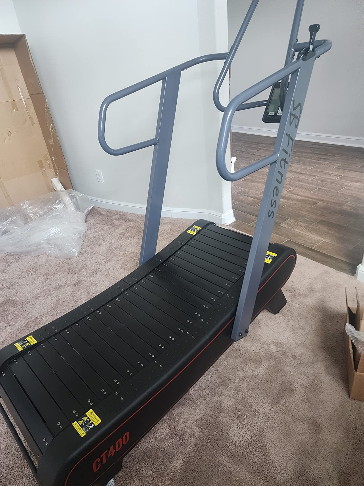 SB Fitness Equipment CT400 Self Generated Curved Commercial Exercise Workout Treadmill with 3 Resistance Levels and Front Digital Display customer photo 1