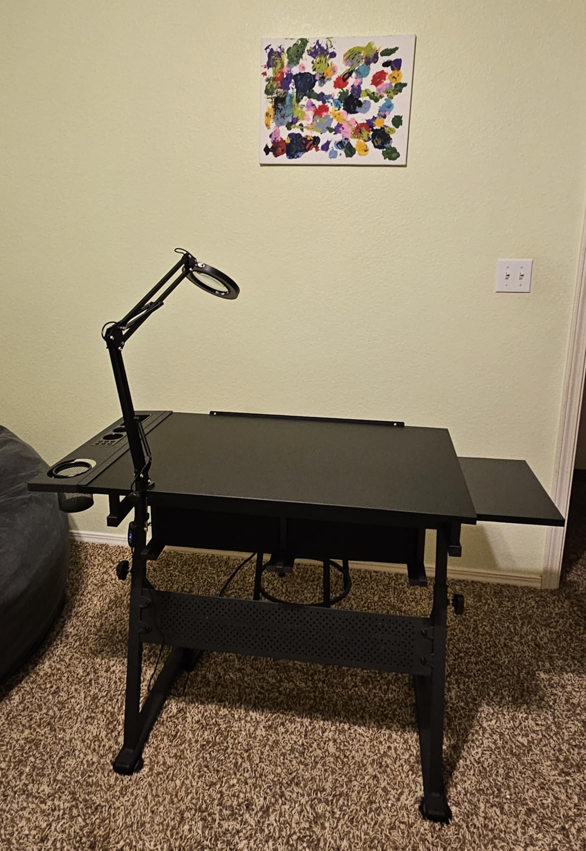 Yaheetech Adjustable Drafting Table Art Desk,Storage Drawers & Stool,Black customer photo 1