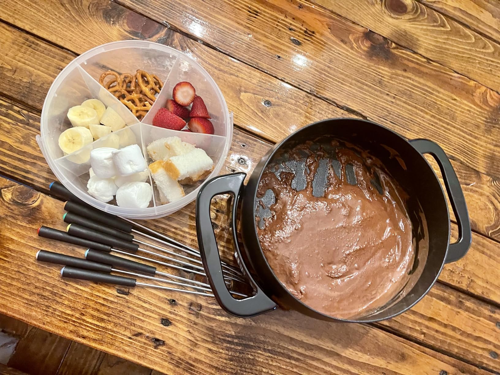 Nostalgia 12-Cup Electric Fondue Pot Set for Cheese & Chocolate - 8 Color-Coded Forks, Temperature Control - Stainless Steel Kitchen Gadgets and Appliances for Hors d'Oeuvres and More - Aqua customer photo 1