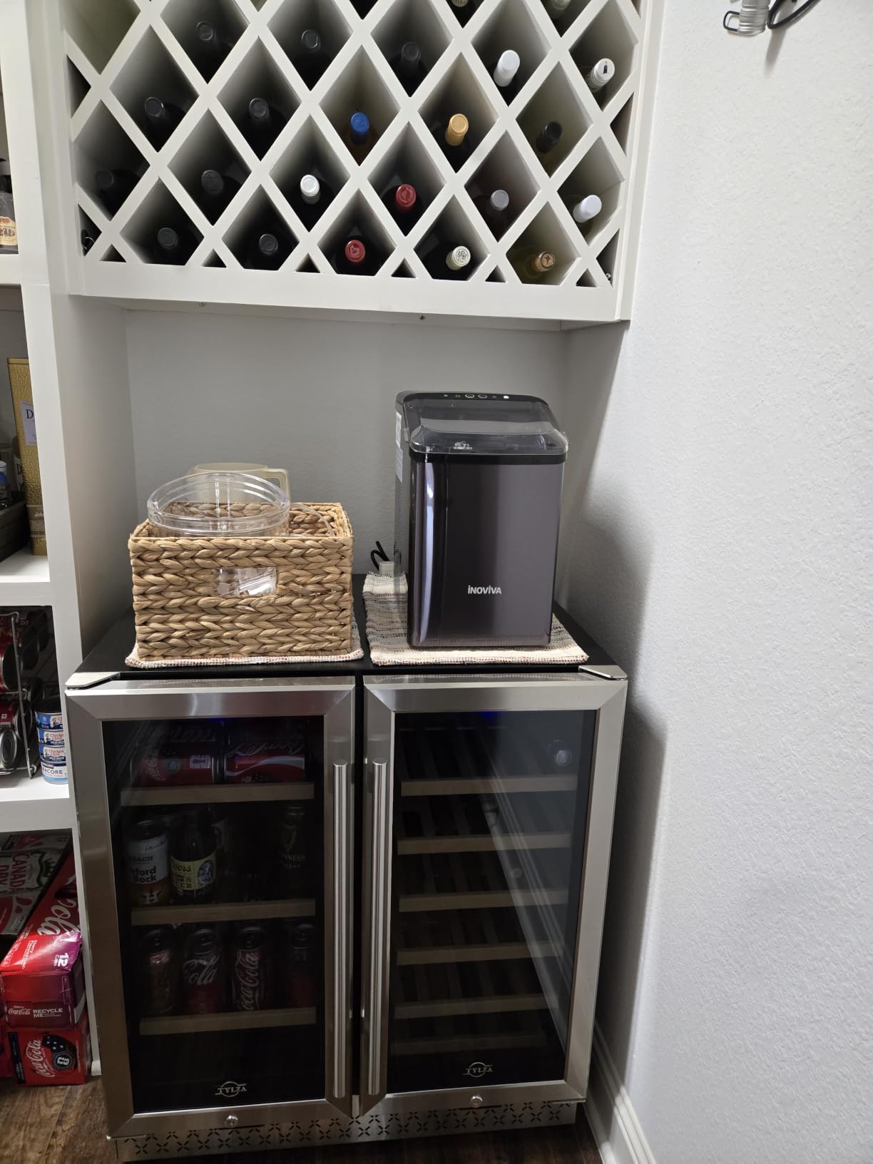 Tylza Wine and Beverage Refrigerator, 24 Inch Dual Zone Wine Beverage Cooler, Holds 20 Bottles and 88 Cans, Built-In and Freestanding, Seamless Glass Door, Under Counter Beer Wine Refrigerator customer photo 2