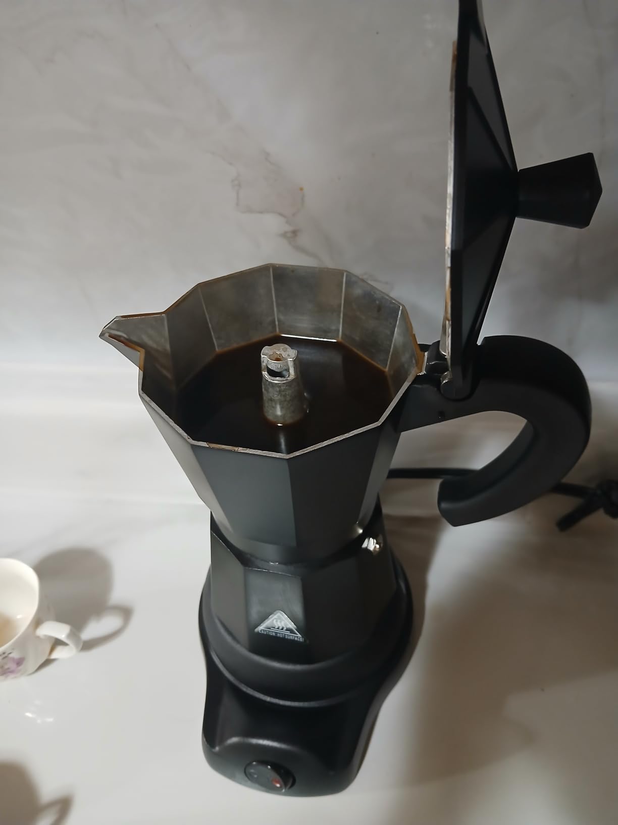 SHANGSKY Coffee Pot Electric Moka Pot 6 Cup, Aluminum Espresso Coffee Maker customer photo 1
