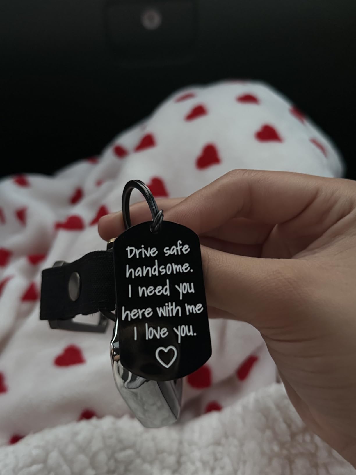 iWenSheng Drive Safe Keychain for Boyfriend Husband - Drive Safe Handsome I Need You Here With Me Keyring, Birthday Valentine’s Day Gifts for Him Men customer photo 2