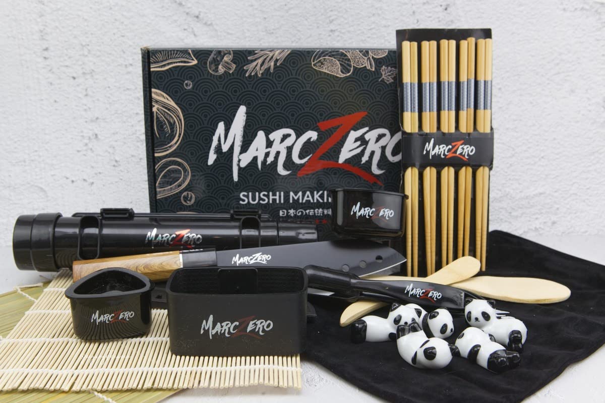MarcZero Sushi Making Kit for Beginners 22 in 1 Bazooka Roller | With bazooka roller, bamboo mats, knife, chopsticks, nigiri, onigiri and musubi molds for Beginner customer photo 1