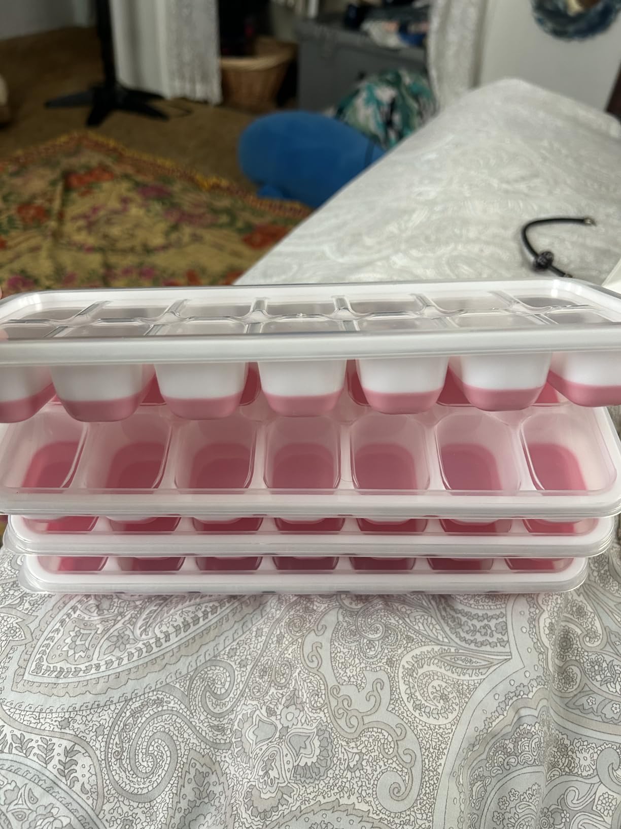 Ice Cube Trays 4 Pack, Airabc Silicone with Removable Lid, Easy-Release Flexible 14-cube Trays, LFGB Certified and BPA Free, Stackable Covers for Cocktail, Freezer customer photo 1