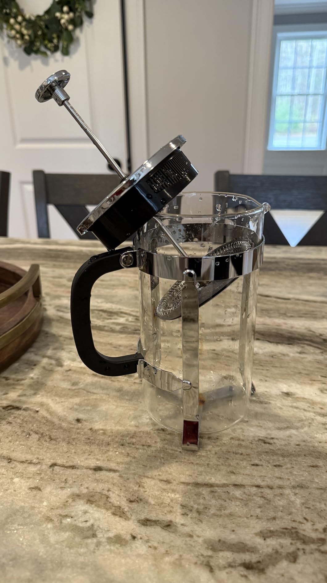 QUQIYSO French Press 34oz, Stainless Steel and Thickened Glass Coffee Maker customer photo 2