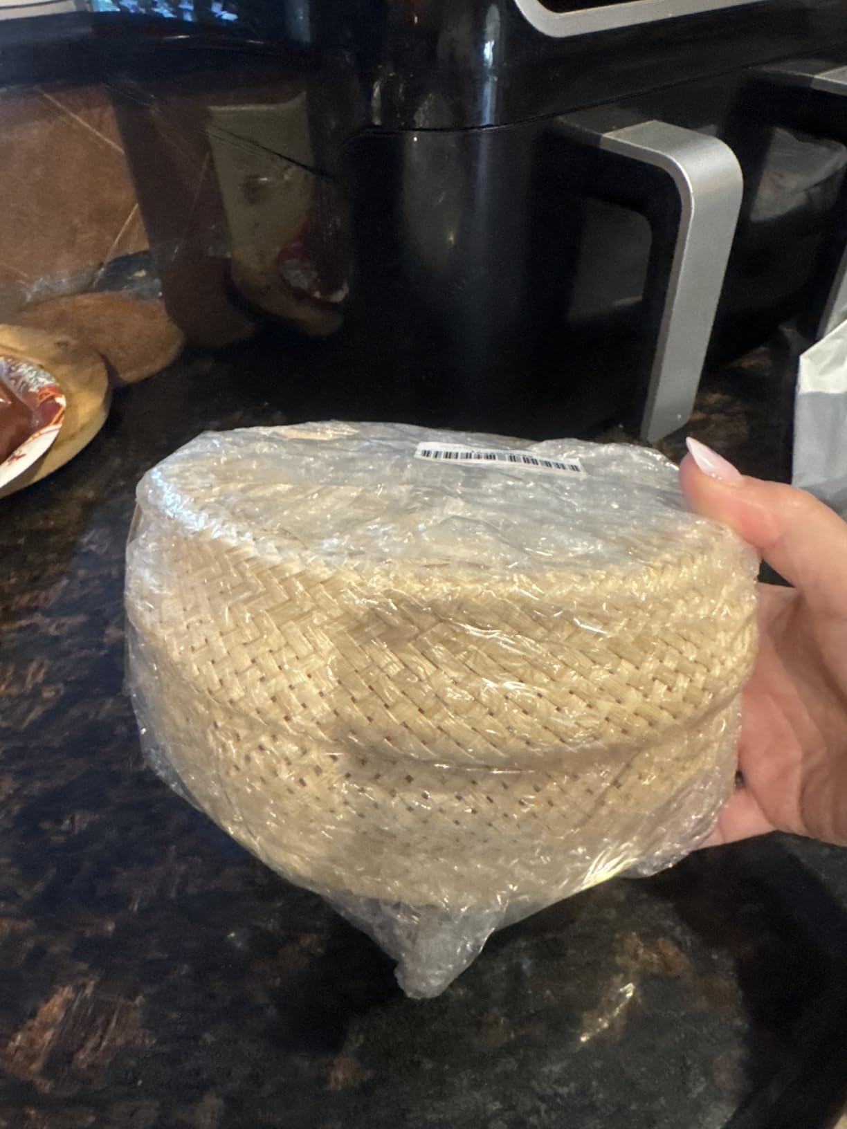 Handmade 100% Natural Thai Bamboo Sticky Rice “Electric Cooker Steamer Set”, Small Pot Insert ~ 6.5 Inch, Hewn Reed Wicker Woven Lid, 16’’ Cheesecloth Filter, and Wooden Spoon customer photo 1