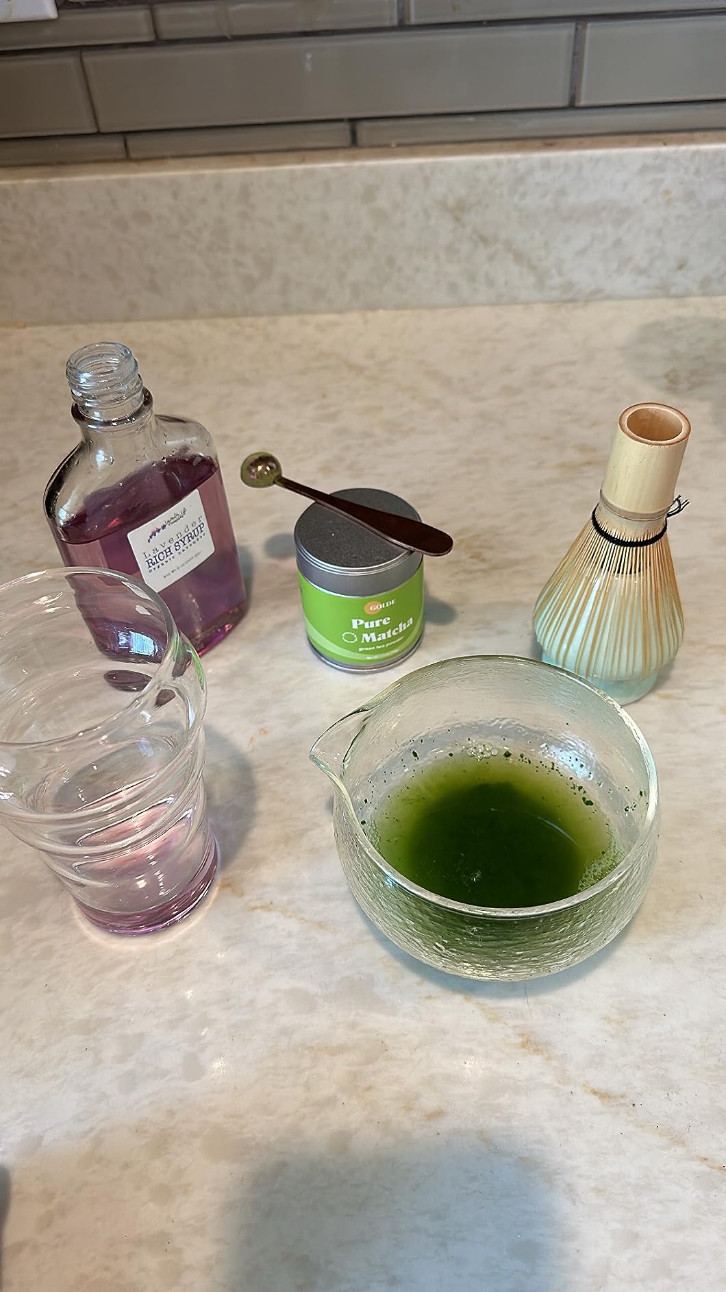 Textured Glass Matcha Bowl With Pouring Spout - Handmade Japanese Style Matcha Green Tea Ceremony Chawan 400ml 13.5 oz Big Glass Salad Porridge Juice Bowl Cup customer photo 1