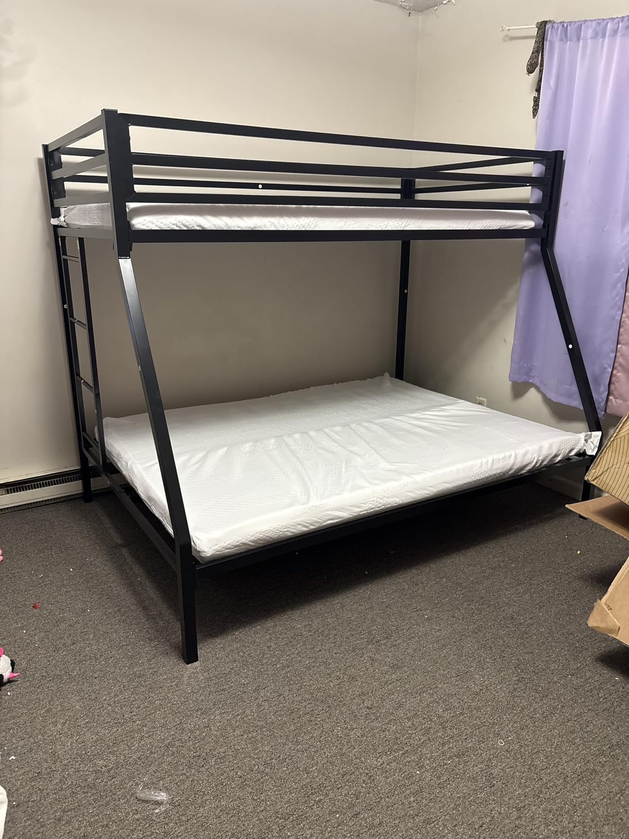 SHA CERLIN Bunk Bed Twin Over Full Size with Ladder and Guardrail,Black customer photo 2