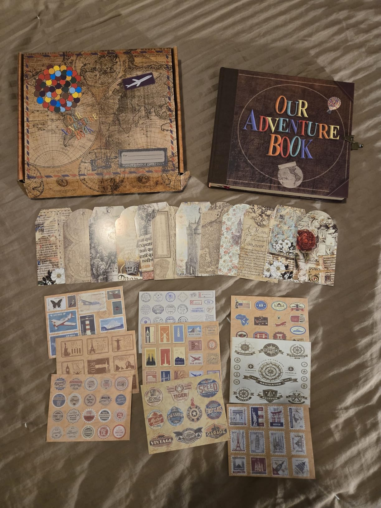 JIMBON Our Adventure Book Scrapbook Photo Album Retro Style Embossed Letter Cover Travel Diary Journal Scrap Book Kit For Couples,Memory Book For Anniversary Wedding customer photo 2