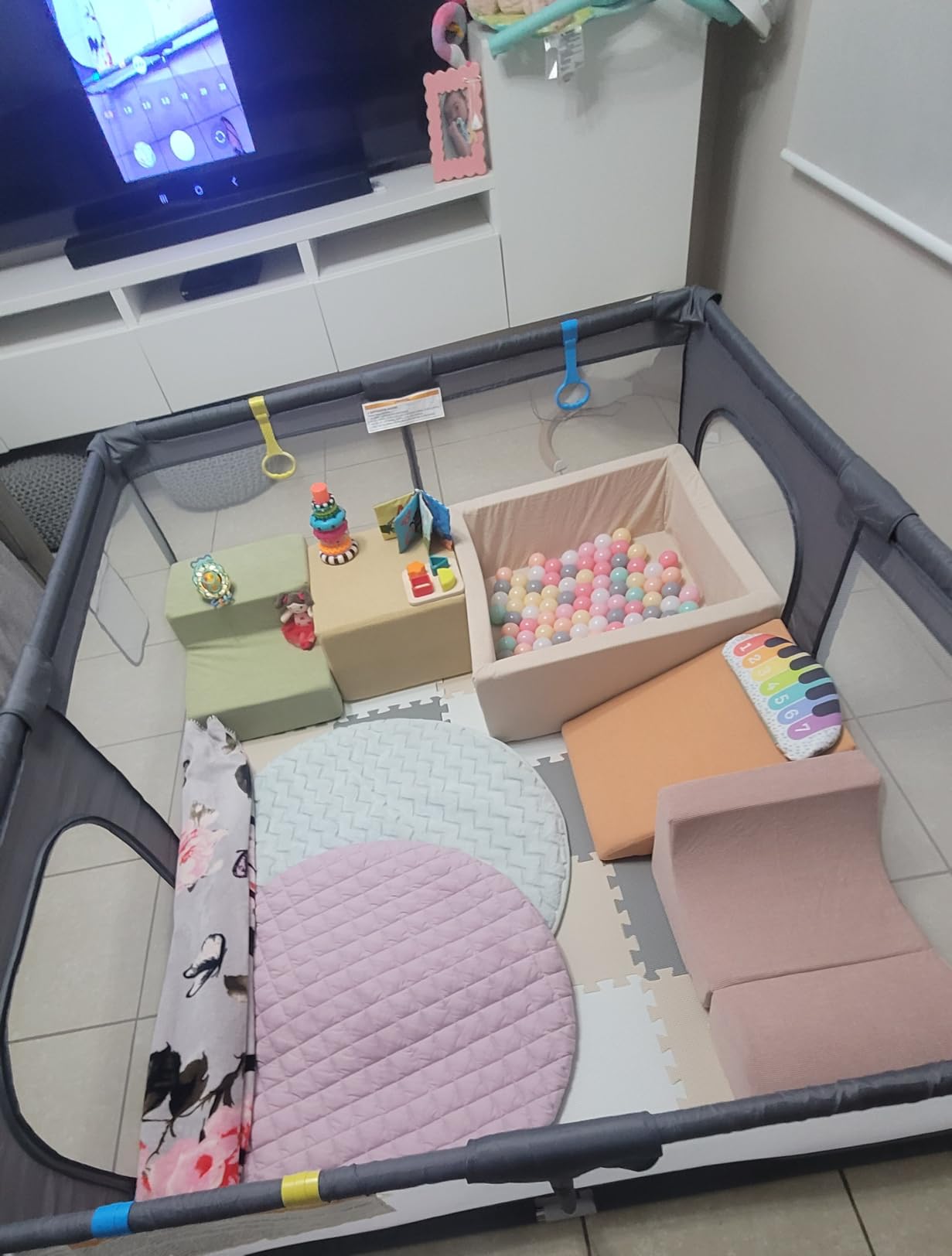 MioTetto Baby Play Mat, Soft Foam Floor Tiles for Kids. Adjustable Interlocking Foam Tiles, Fits with 50x50 Playpen Baby mat for Crawling & Development, Safe & Non-Toxic Playmat for Babies 6-12 Months customer photo 1