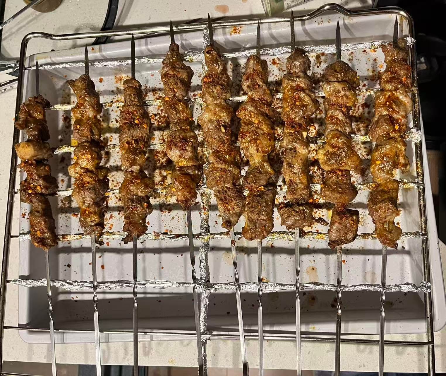 Metal Skewer for Grilling,Kabob Skewer,Flat BBQ Barbecue Skewer,Grilling Skewers Set,Reusable BBQ (14