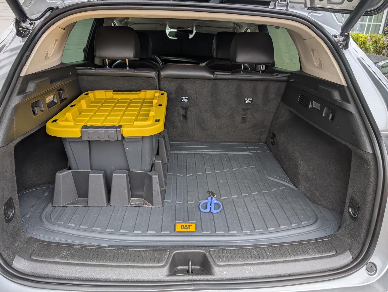 Cat® ToughRide Heavy Duty Automotive Rubber Cargo Liner Trunk Floor Mat, Odorless All Weather Protection, Trimmable to Fit Most Vehicles Car Truck Van SUV, Black, 53