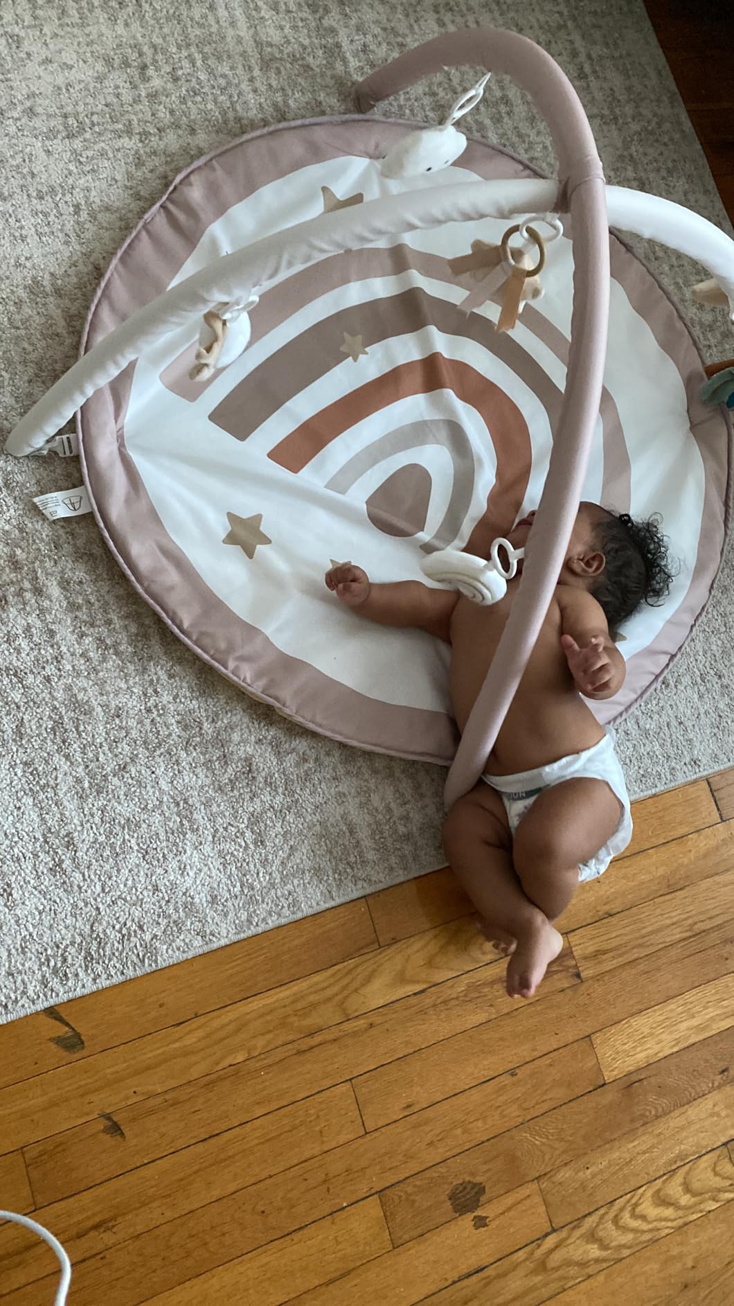 Tummy Time Activity Mat, Macrame Baby Play Gym Mat with 6 Detachable Toys and 12 Milestone Cards for Stage-Based Sensory and Motor Skill Development, Washable Play Mats for Infant, Non Slip Play Mat customer photo 1