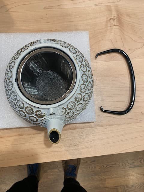 Juvale Cast Iron Tea Kettle with Infuser - 34 oz, Sage Green Floral - Loose Leaf Tea Infuser Pot & Japanese Cast Iron Teapot customer photo 2