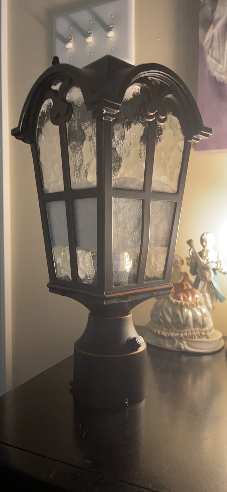 Hardwired 120V Dusk to Dawn Outdoor Post Light Black Roman, Waterproof Aluminum Pole Light Fixture with Pier Mount Base, Exterior Lamp Post Lantern Head with Clear Glass for Garden Yard Patio Pathway customer photo 1