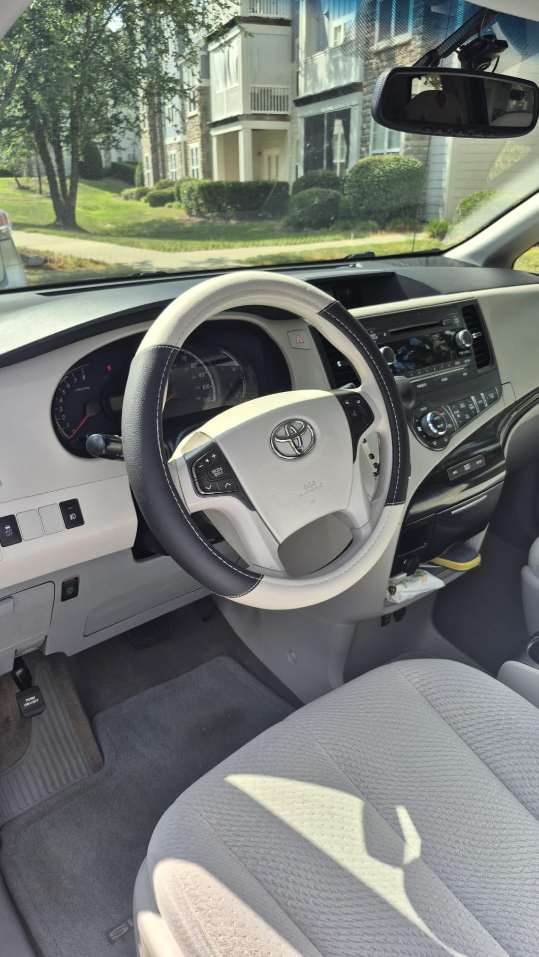 Leather Car Steering Wheel Cover, Universal Fit for Most Cars, Beige customer photo 1