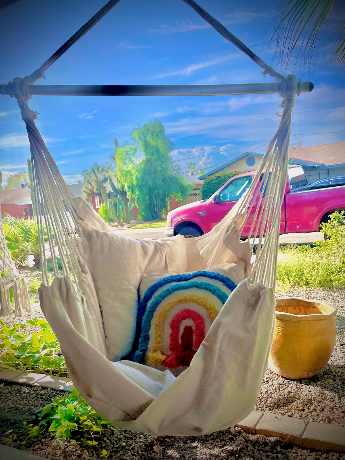 Highwild Hammock Chair Hanging Rope Swing - Max 500 Lbs - 2 Cushions Included - Steel Spreader Bar with Anti-Slip Rings - for Any Indoor or Outdoor Spaces (Grey) customer photo 1