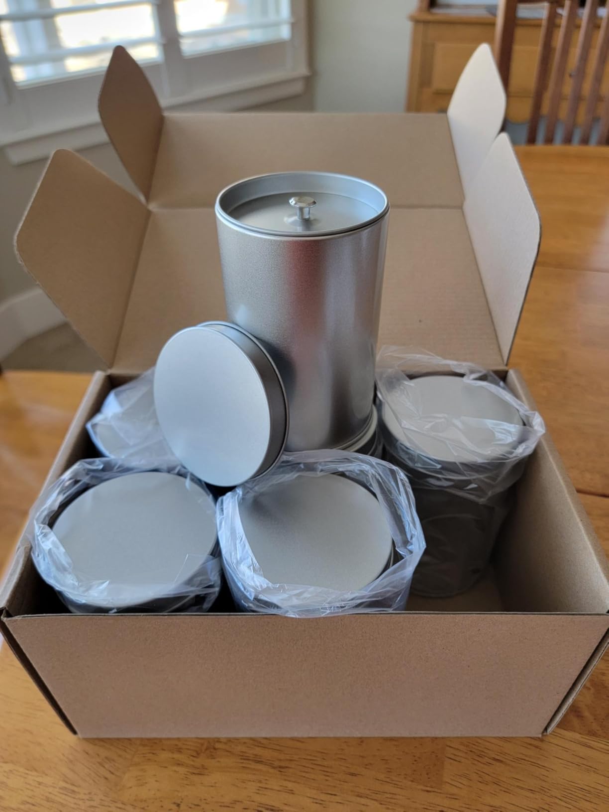 Yesland 6 Pack Tea Tin Canister with Airtight Double Lids, 12 Fluid Oz Tin Can Box and Small Round Kitchen Canisters for Loose Tea, Coffee, Candy, Herbs and Spices(Silver) customer photo 2
