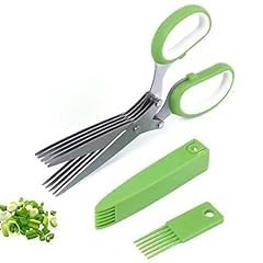 Herb Scissors, Kitchen Shears with 5 Blades and Cover, Multipurpose Cutting, Dishwasher Safe, Used for cutting herbs and paper, Green customer photo 2