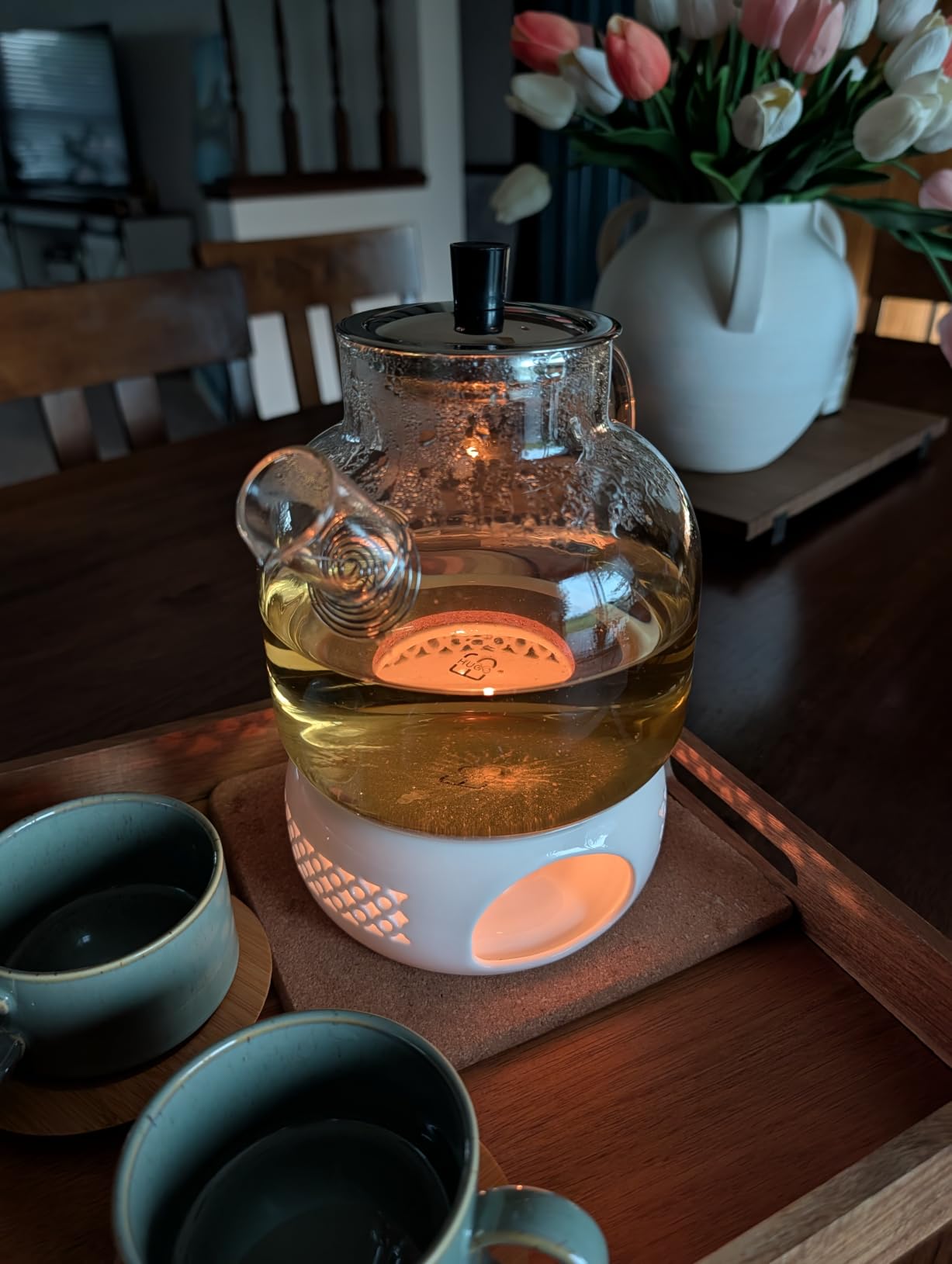 1500ml(50oz) Glass Teapot with Removable Infuser, Ehugos Stovetop Safe Large Tea Pot, Blooming and Loose Leaf Hand Crafted Kettle for Women and Adult with Stainless Infuser customer photo 2