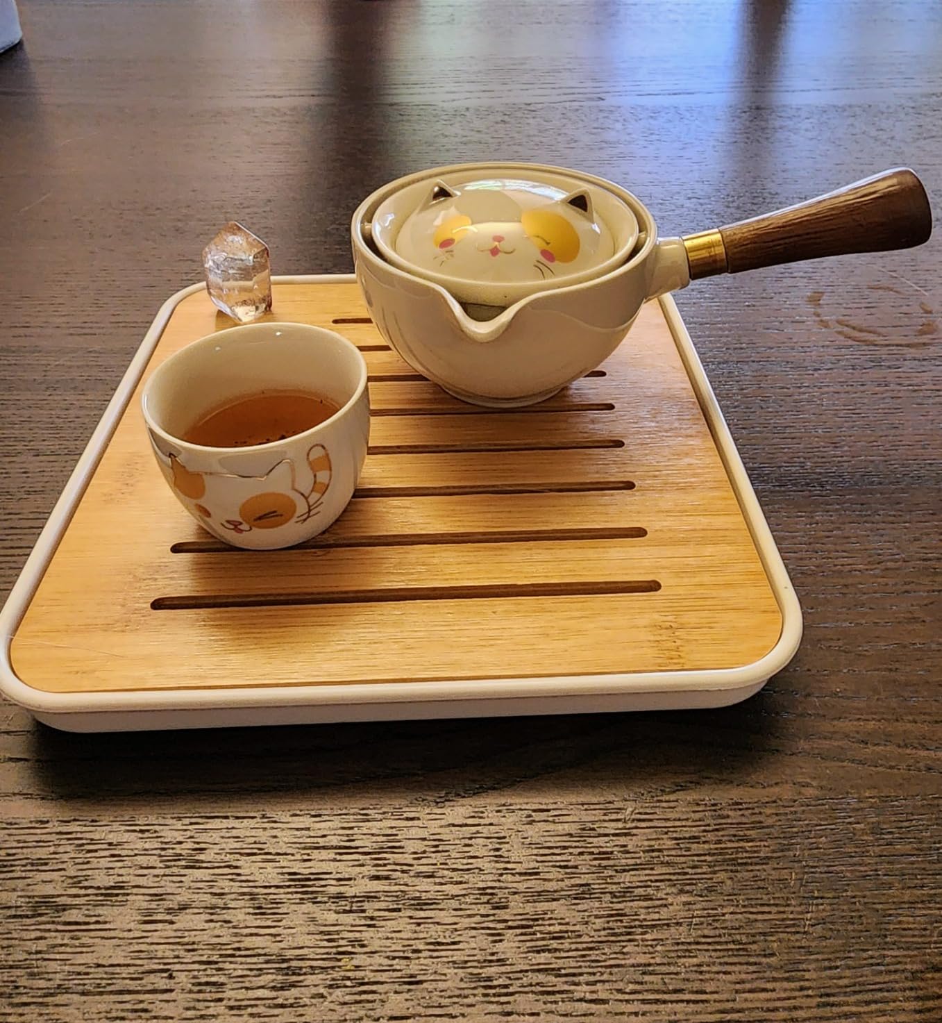LURRIER Porcelain Chinese Gongfu Tea Set,Portable Teapot Set with 360 Rotation Tea maker and Infuser,Portable All in One Gift Bag for Travel,Home,Gifting,Outdoor and Office (Floral Blue) customer photo 2