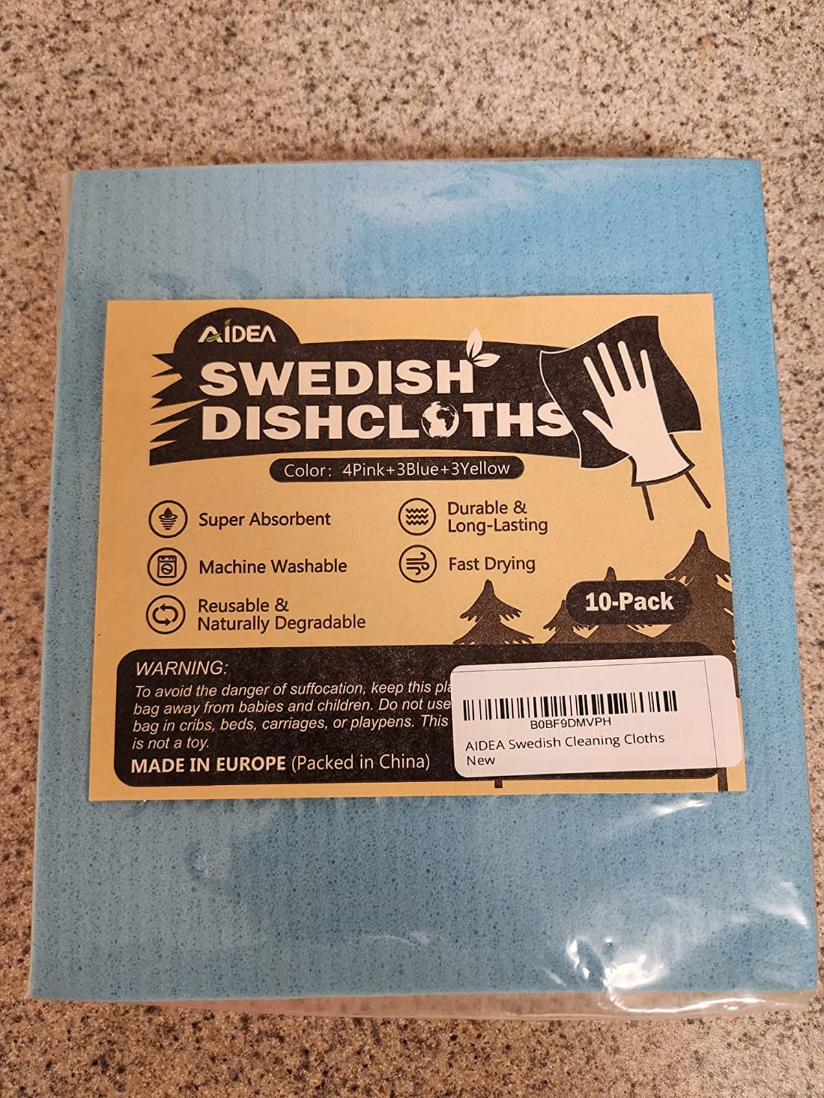 AIDEA Swedish Dishcloths for Kitchen 10PK, Reusable Paper Towels 7