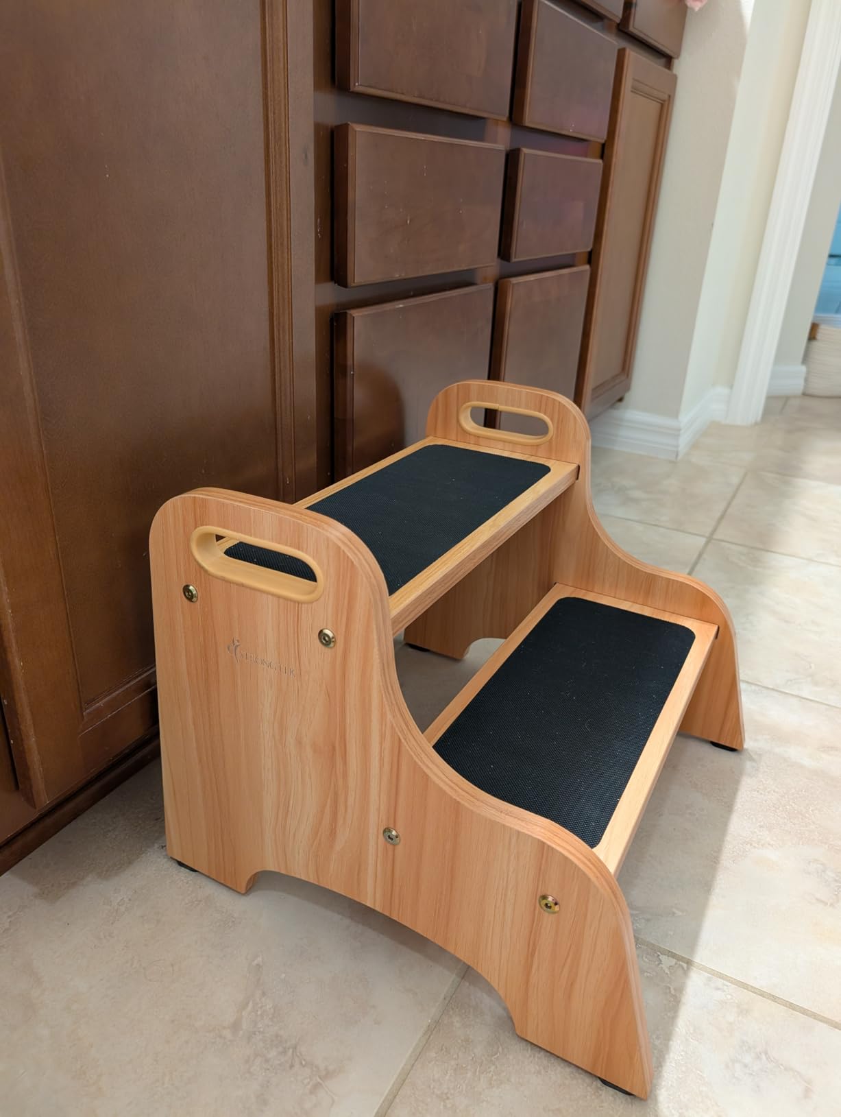 StrongTek Wooden Toddler 2 Step Stool, 350 lb, Non-Slip, Natural customer photo 2