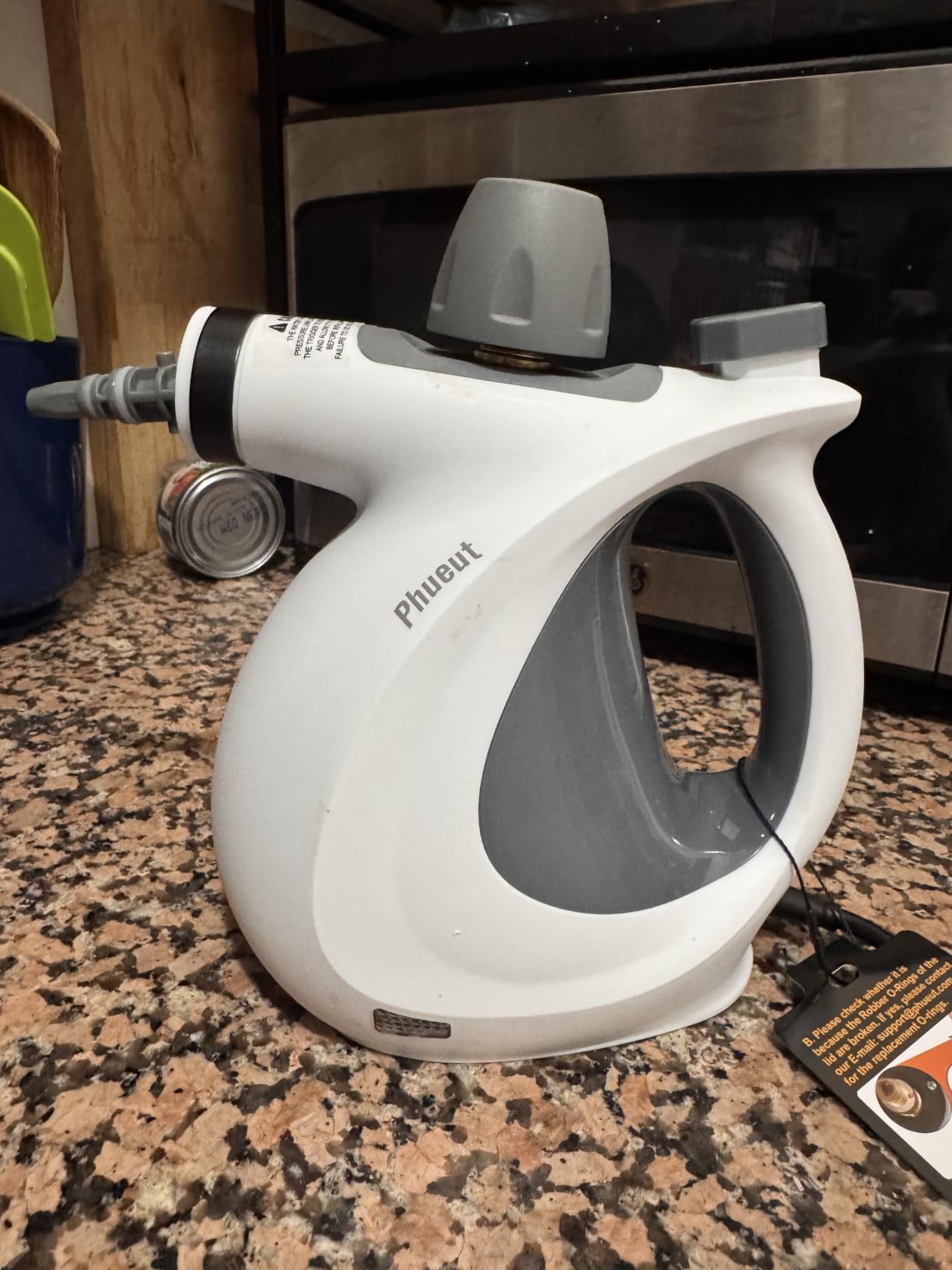 Phueut Pressurized Handheld Multi-Surface Natural Steam Cleaner with 12 pcs Accessories, Multi-Purpose Steamer for Home Use, Steamer for Cleaning Floor, Upholstery, Grout and Car (Grey) customer photo 1