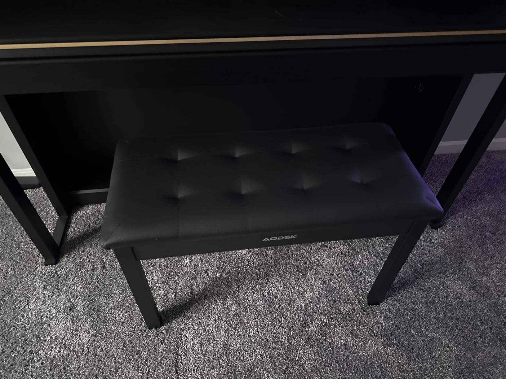 AODSK Wooden Duet Piano Bench with Padded Cushion and Storage Compartment for Music Books 29.13''x12.99''x18.11''(Black) (Duet Piano Bench) customer photo 1