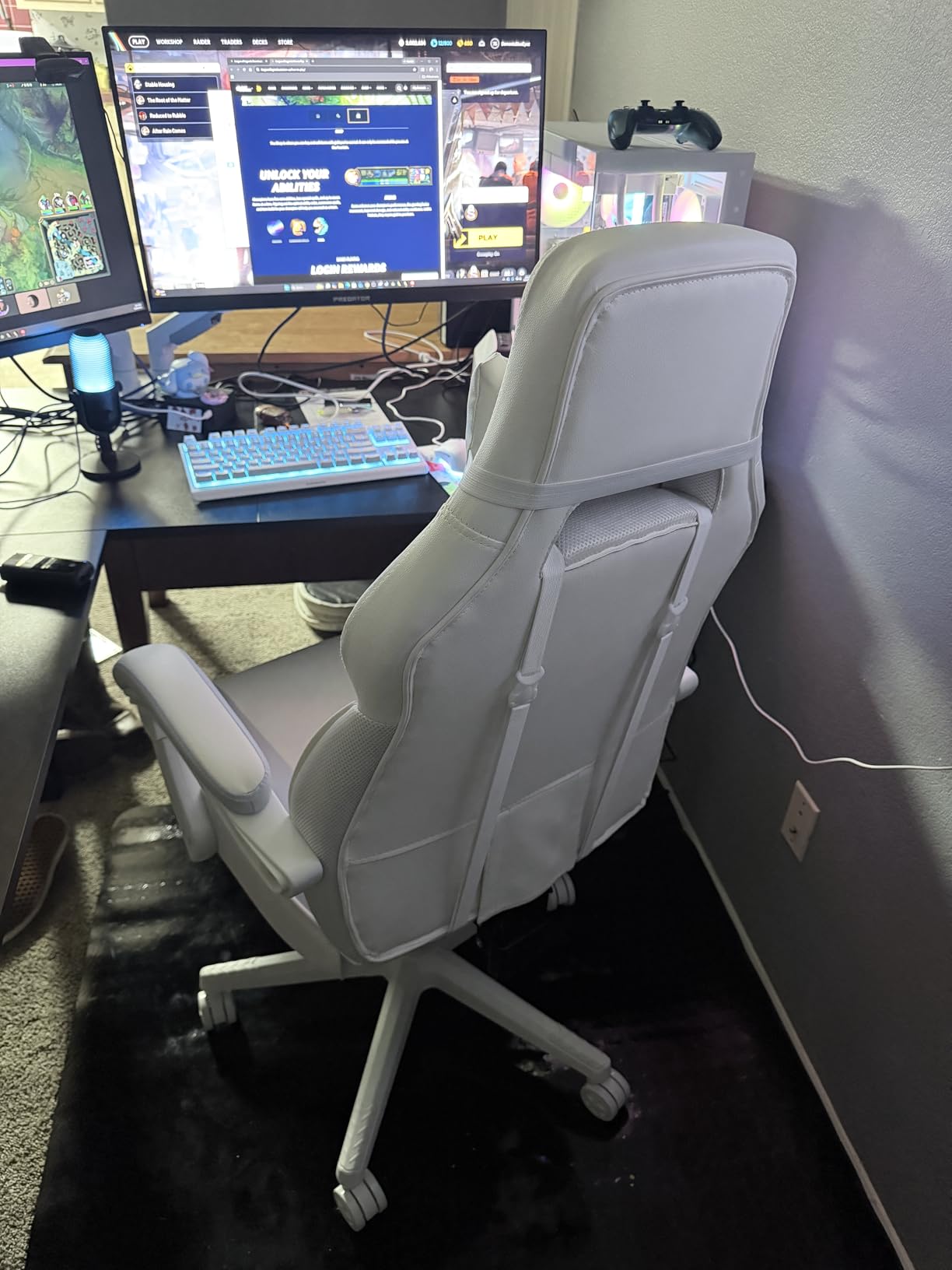 LEMBERI Big and Tall Gaming Chair, 400lb Capacity, Red | Heavy-duty steel frame, wide seat & high back, PU leather, massage lumbar cushion, footrest, linkage armrests for office customer photo 1