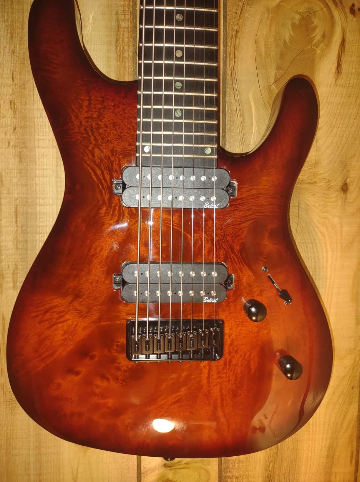 Gstyle 8 String Electric Guitar Burl poplar veener top okoume Wood Body Bolt On Maple Neck Poplar Wood Body (Right-handed) (ES-800) customer photo 2