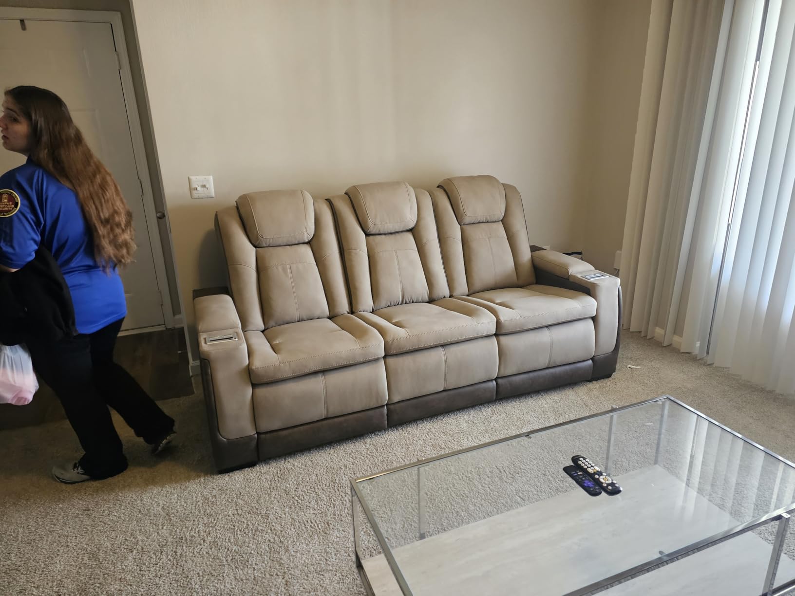 Signature Design by Ashley Next-Gen DuraPella Power Reclining Sofa, Sand customer photo 2