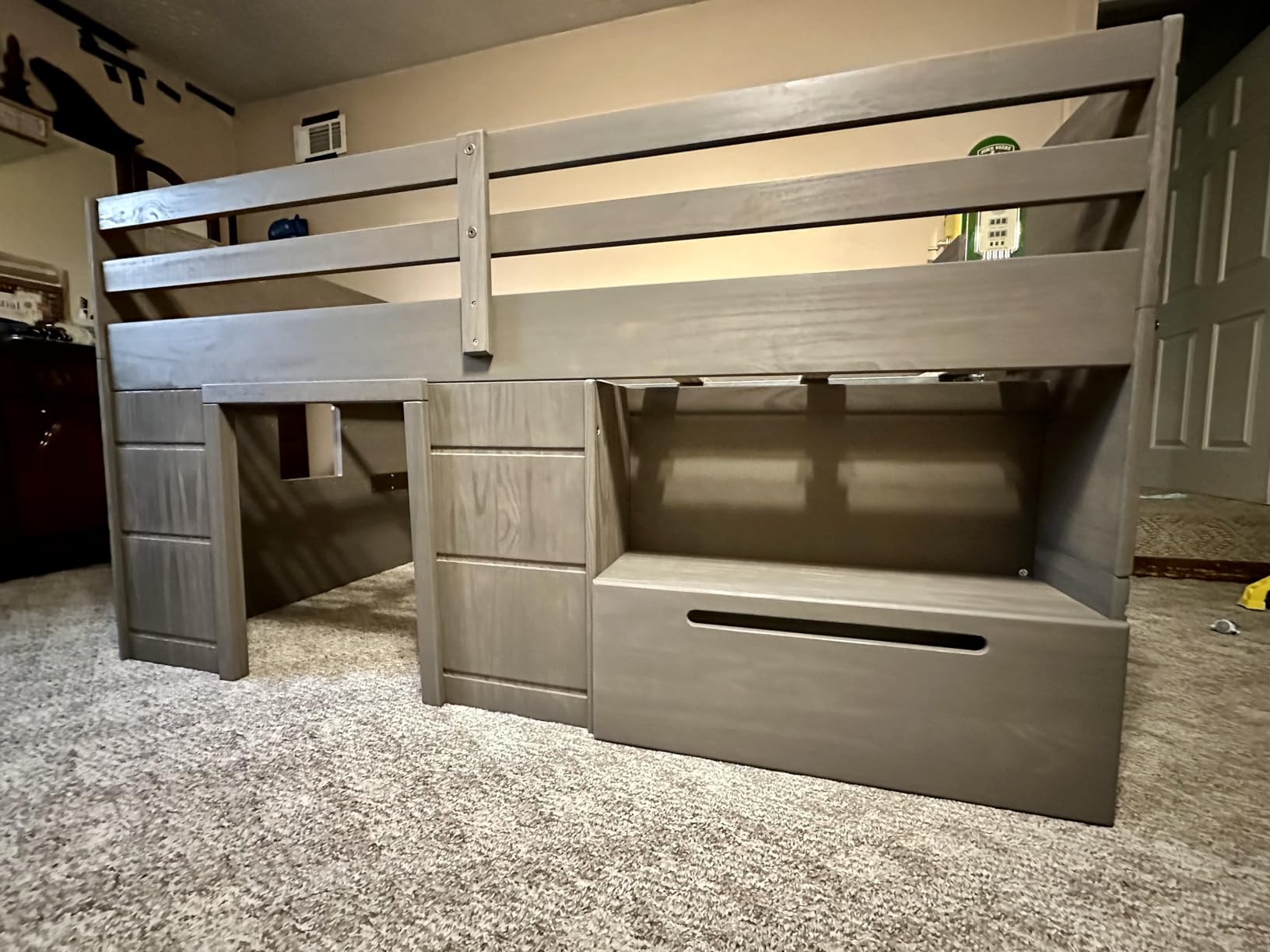 Max & Lily Loft Bed Twin Size, Solid Wood Low Loft Bed with Storage Drawer and Ladder, Modern Farmhouse Loft Bed for Kids, Driftwood | Metal-On-Metal Bolt Connections, Space-Saving Marvel, Non-Toxic Finish, Easy Assembly, Solid Wood, Guardrails customer photo 1
