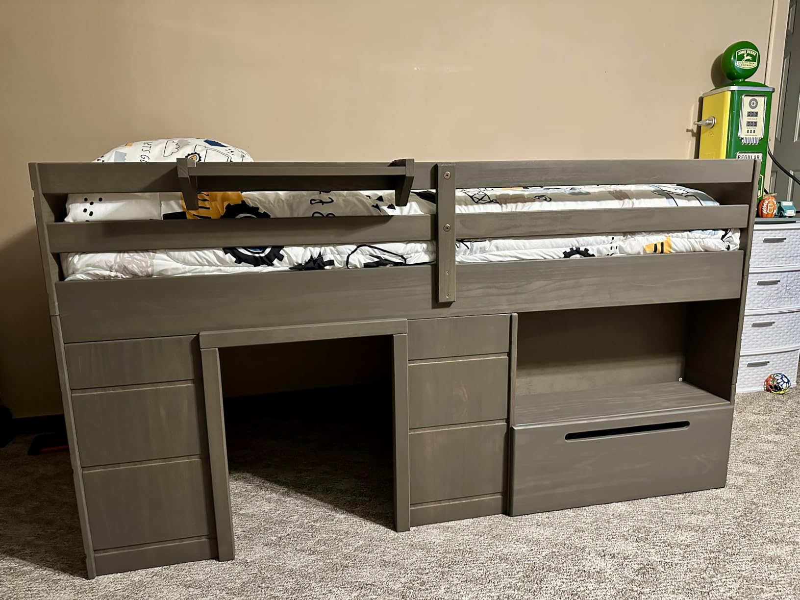 Max & Lily Loft Bed Twin Size, Solid Wood Low Loft Bed with Storage Drawer and Ladder, Modern Farmhouse Loft Bed for Kids, Driftwood | Metal-On-Metal Bolt Connections, Space-Saving Marvel, Non-Toxic Finish, Easy Assembly, Solid Wood, Guardrails customer photo 2