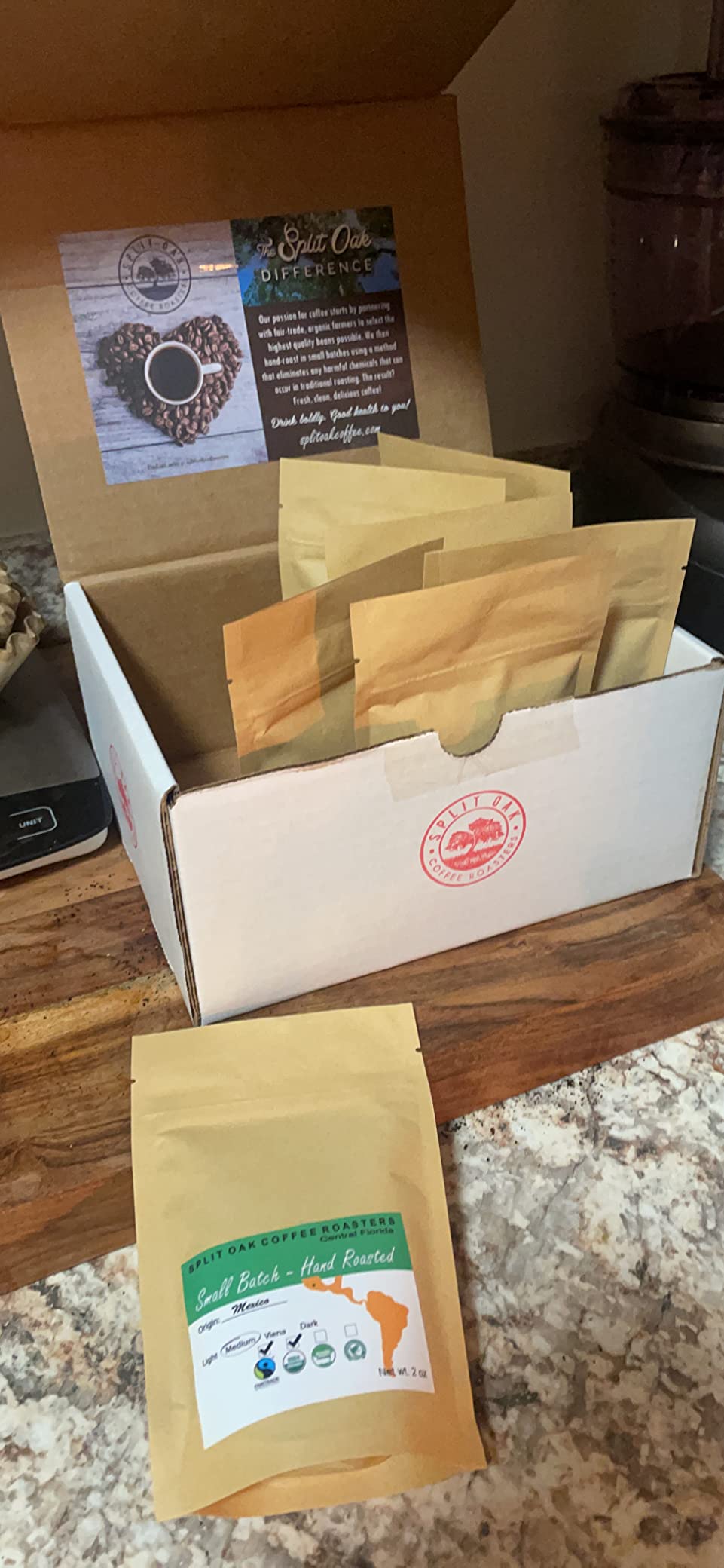 Split Oak Coffee Roasters Gourmet Gift Box – Whole Bean Variety Pack Gift Box, 9 Medium Roast Coffees from Around the World – Global Tasting Collection, 2oz Bags, Roasted in the USA customer photo 1
