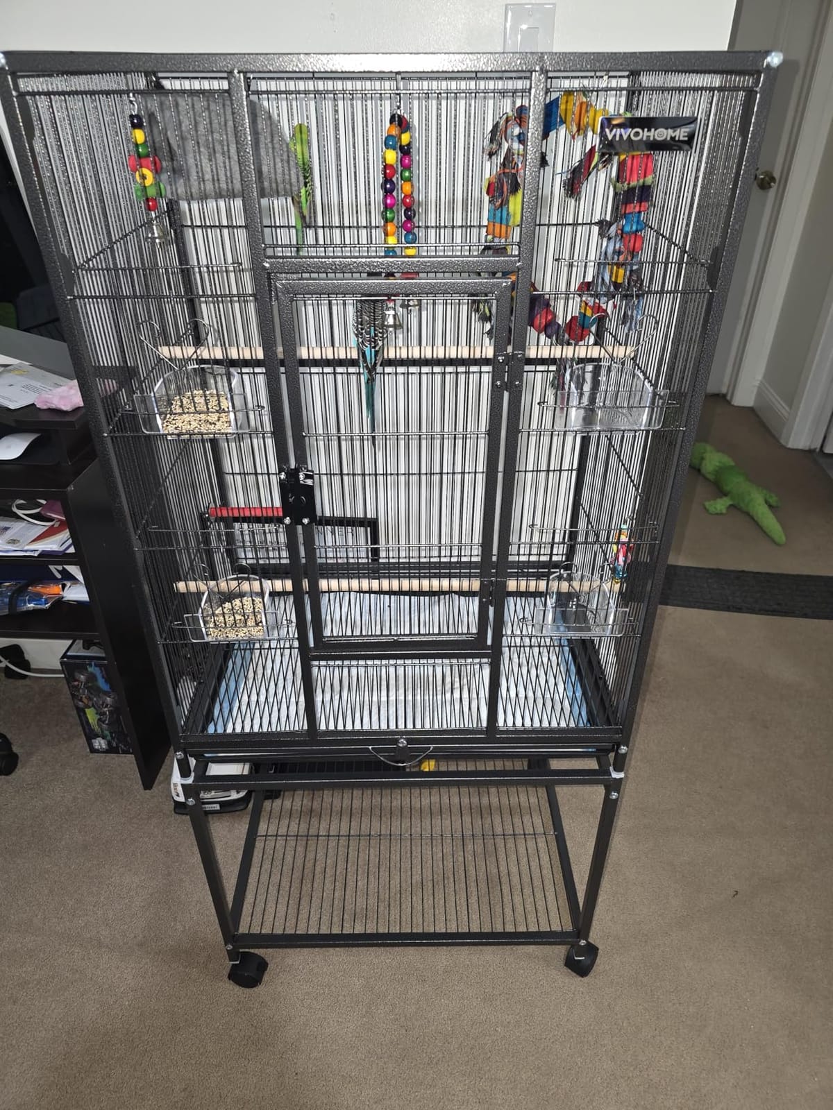 VIVOHOME 54 Inch Wrought Iron Large Bird Cage with Rolling Stand customer photo 1