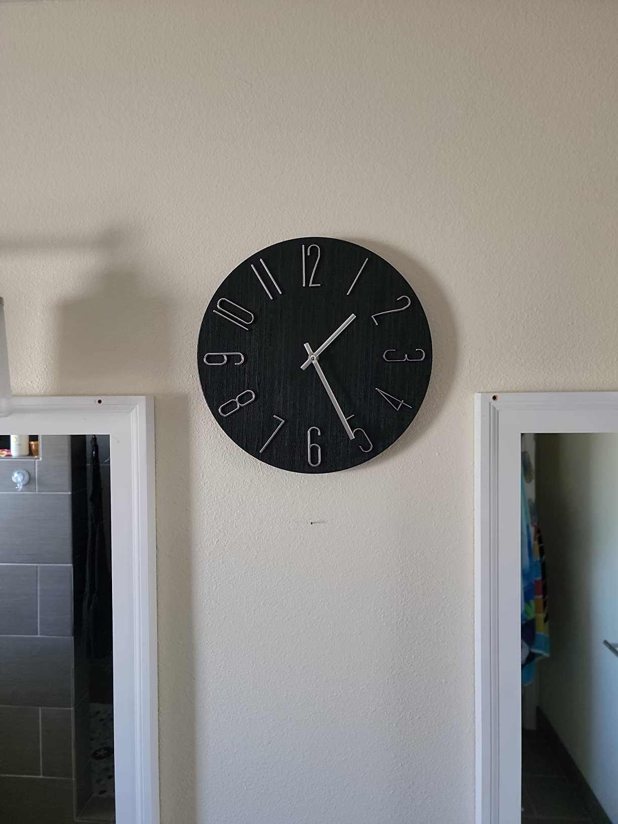 jomparis Black Wall Clock Modern Style Plastic Wooden Wall Clocks Decor 12 Inch Silent Non-Ticking for Office Home Bedroom customer photo 1
