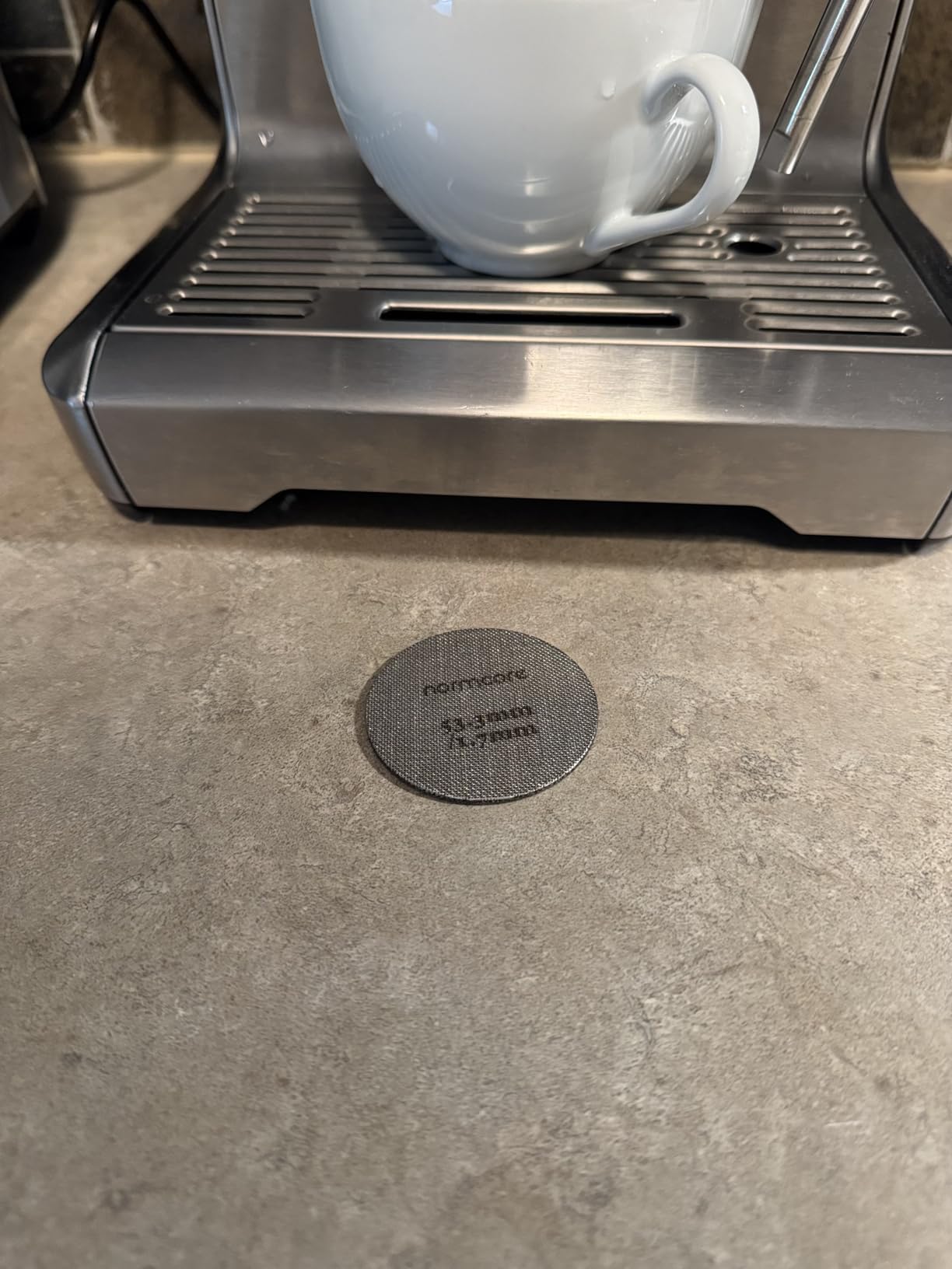 Normcore 53.3mm Puck Screen - Lower Shower Screen - Metal Contact Screen for Espresso 54mm Portafilter Filter Basket - 1.7mm Thickness 150μm - 316 Stainless Steel customer photo 2