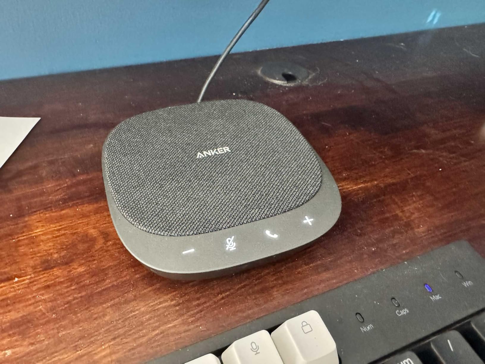 Anker PowerConf S330 USB Speakerphone for Home Office, Plug and Play | Conference Microphone, 360° Voice Coverage, Smart Voice Enhancement, Powerful Sound, Desktop PC Speaker, Online Meetings customer photo 1
