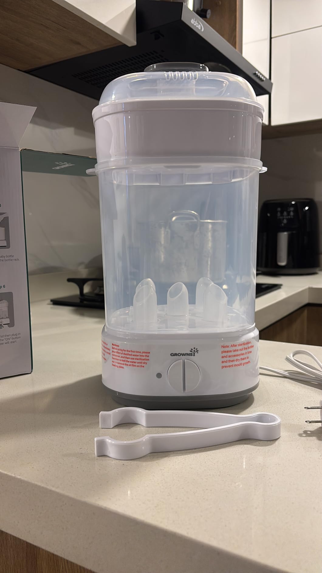 GROWNSY Electric Baby Bottle Sterilizer with 8-Minute Fast Sterilization | Fits 5 Bottles and Breast Pump Parts, 3 Modular Modes for Home or Travel Use, Prevents Secondary Pollution, White customer photo 2
