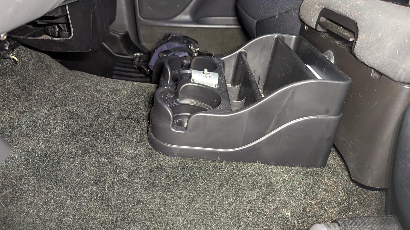 Moblorg Small Center Console for Cars, Trucks, Minivans, SUVs, Vehicle Organizer, Cup Holders, Recycled Plastic, Made in USA (Black) customer photo 2