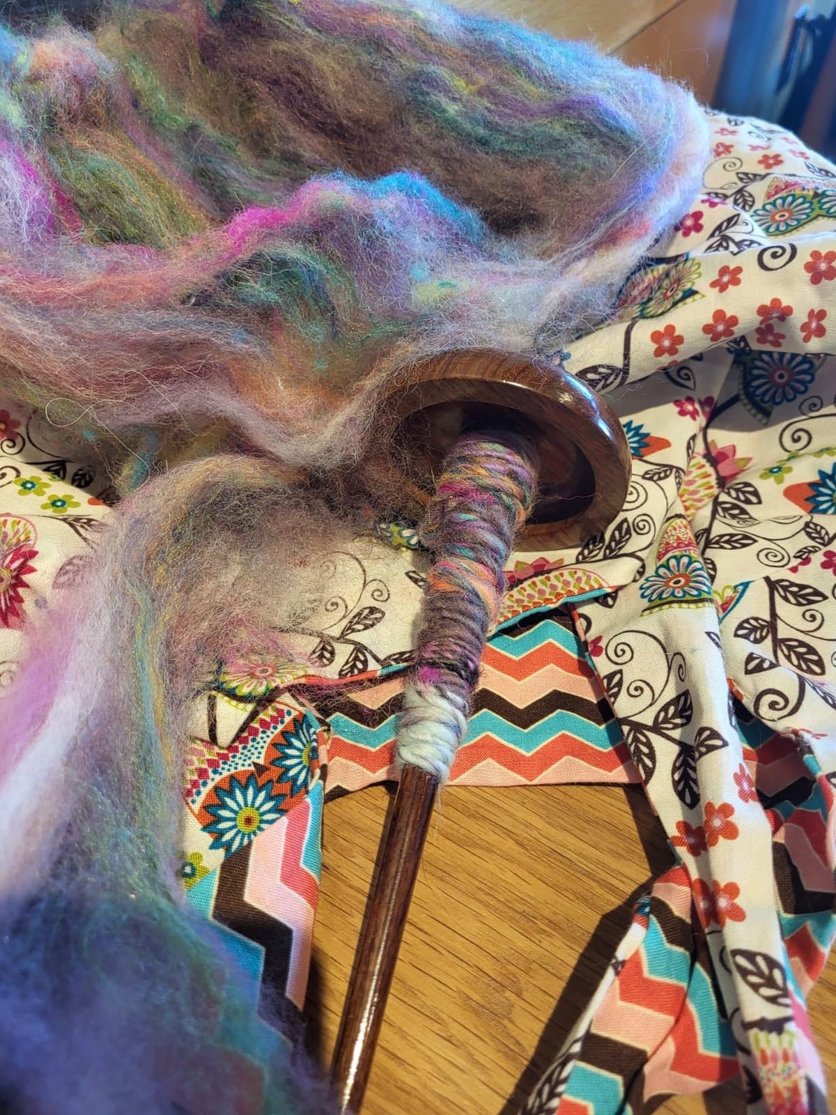 Revolution Fibers Artisan Top Whorl Drop Spindle for Beginner & Advanced Hand Spinning - 11 inch Shaft | 3.25 inch Whorl Diameter | Satin Finish | Hand Crafted Rosewood Flora | Spin Roving into Yarn customer photo 1