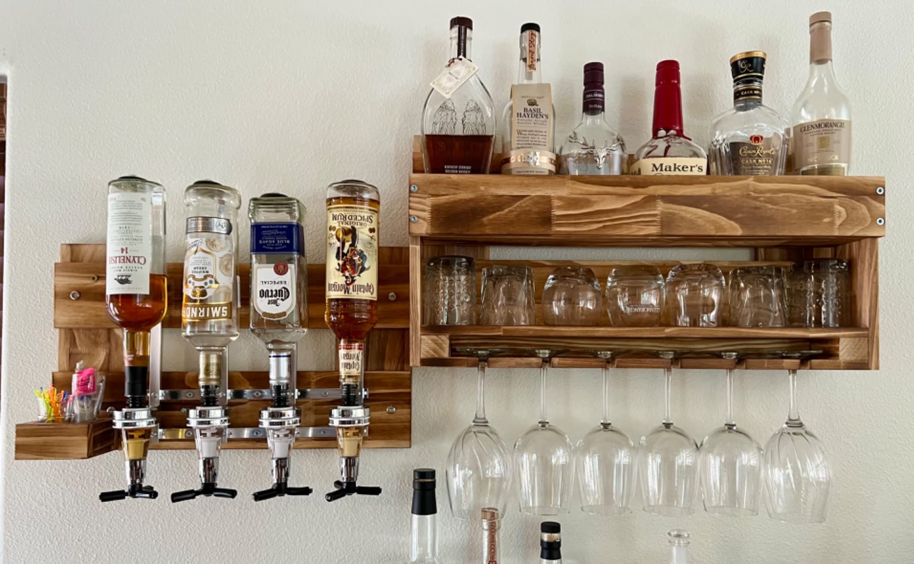 Homde Wine Rack Wall Mounted: Alcohol Shelf with 4-Bottle Liquor Dispenser customer photo 1